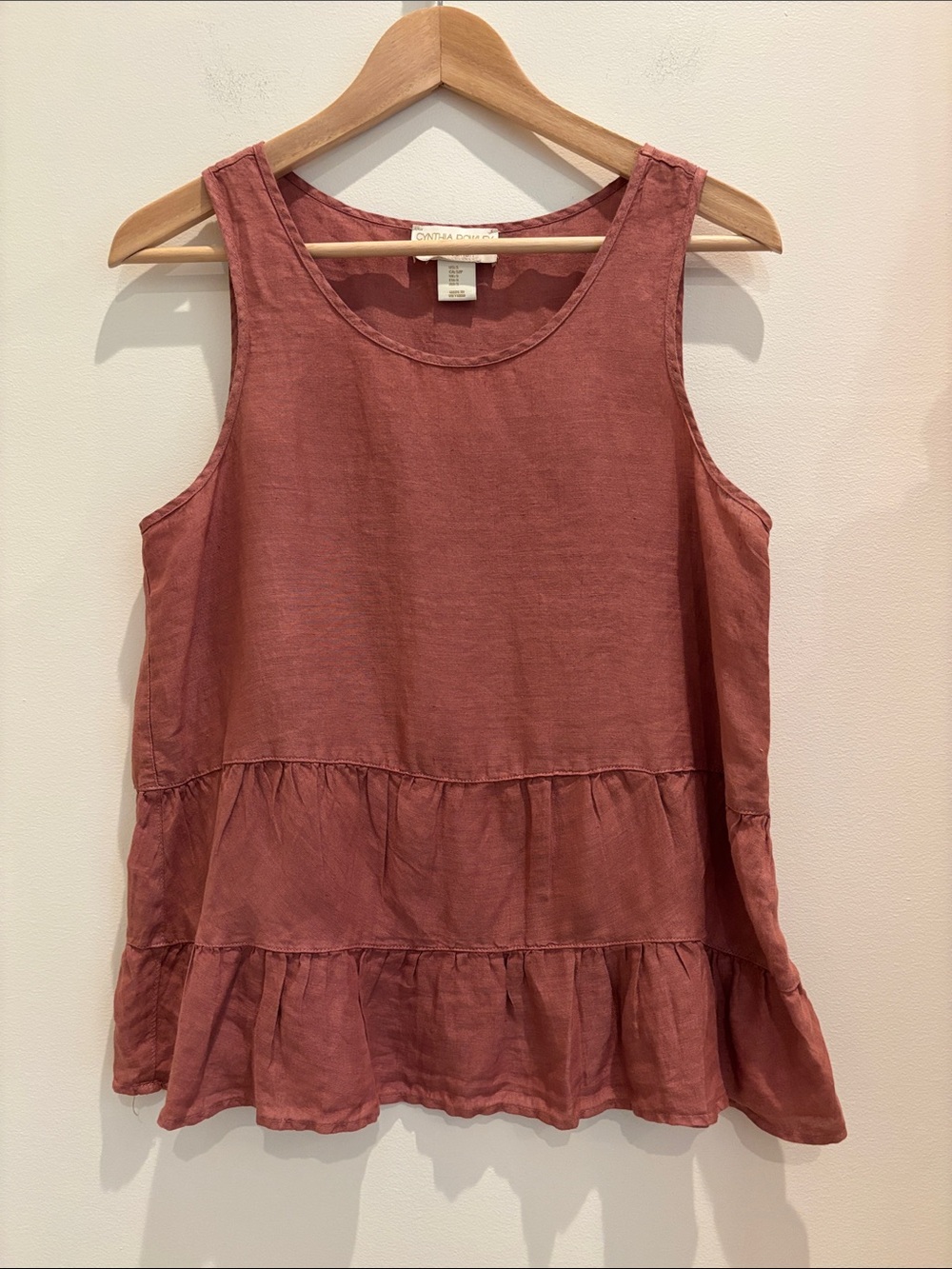 Cynthia Rowley Sleeveless Blouse 100% Linen Rose Size Small